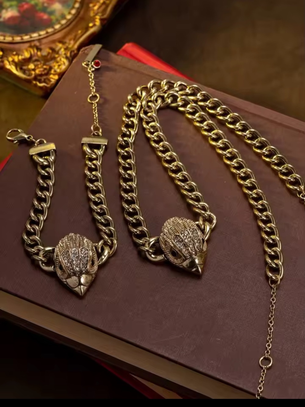 Kurt Geiger Gold-Tone Eagle Head Necklace and Bracelet Set